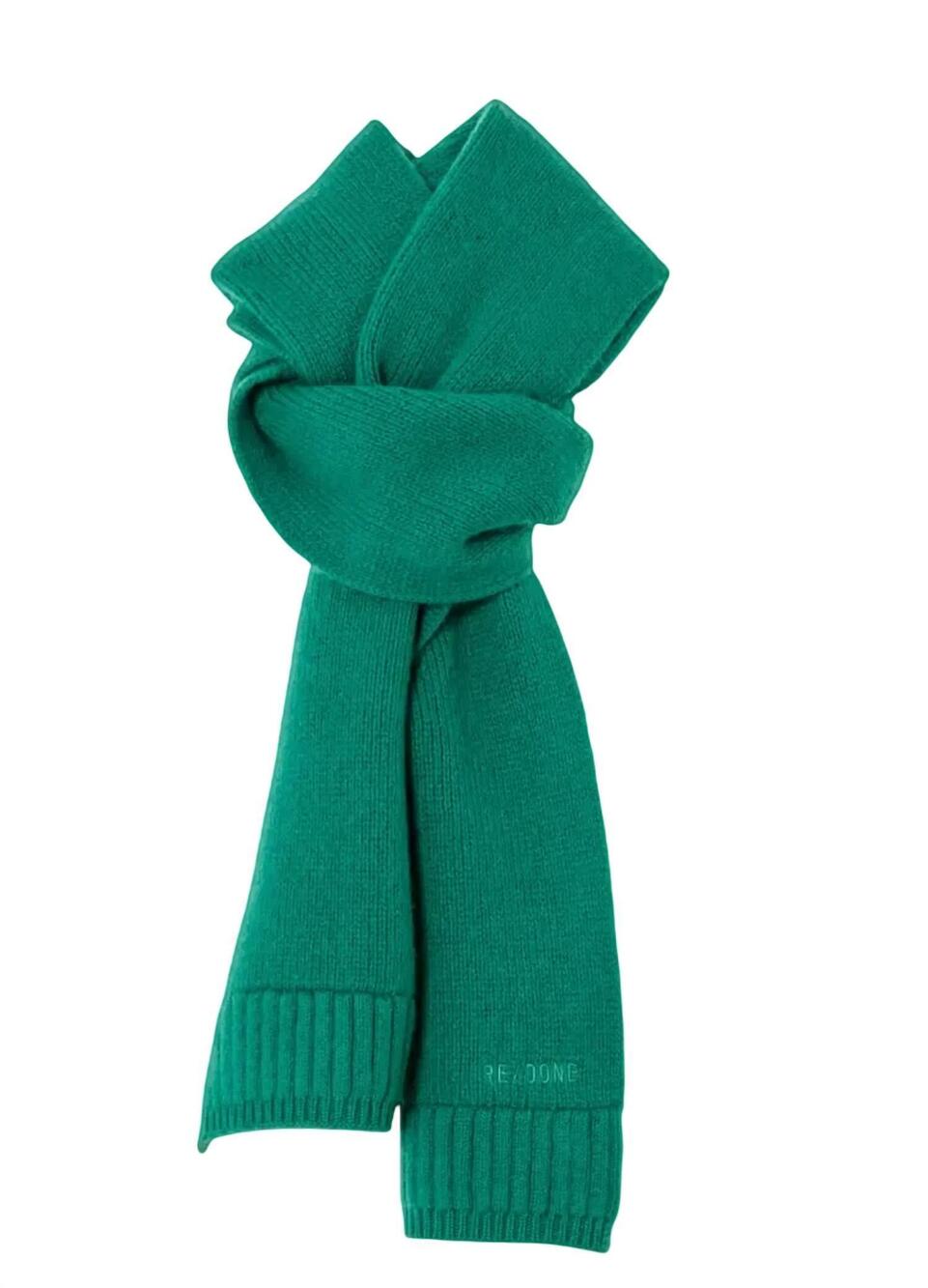 NEW RE/DONE women's rib scarf in grass green
